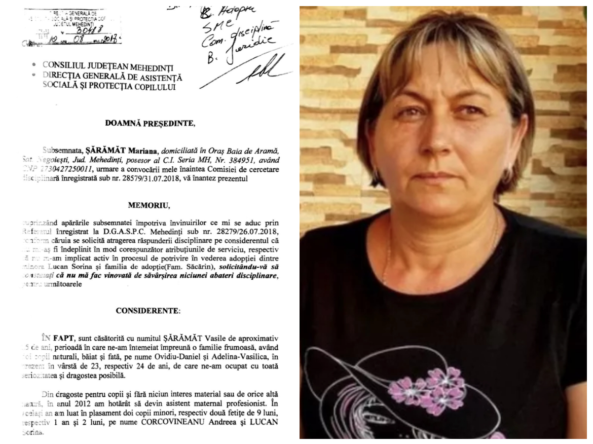 DOCUMENT. În plângerea la DIICOT, asistenta maternală a Sorinei îi acuza pe soții Săcărin că sunt traficanți de minori și de organe!