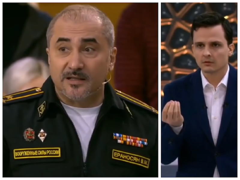 VIDEO. „Vă puteți opri?! Băieții noștri distrug acolo hoarda fascistă!” Moderator TV putinist, atac violent la un colonel rus care spunea adevărul despre morții din Ucraina