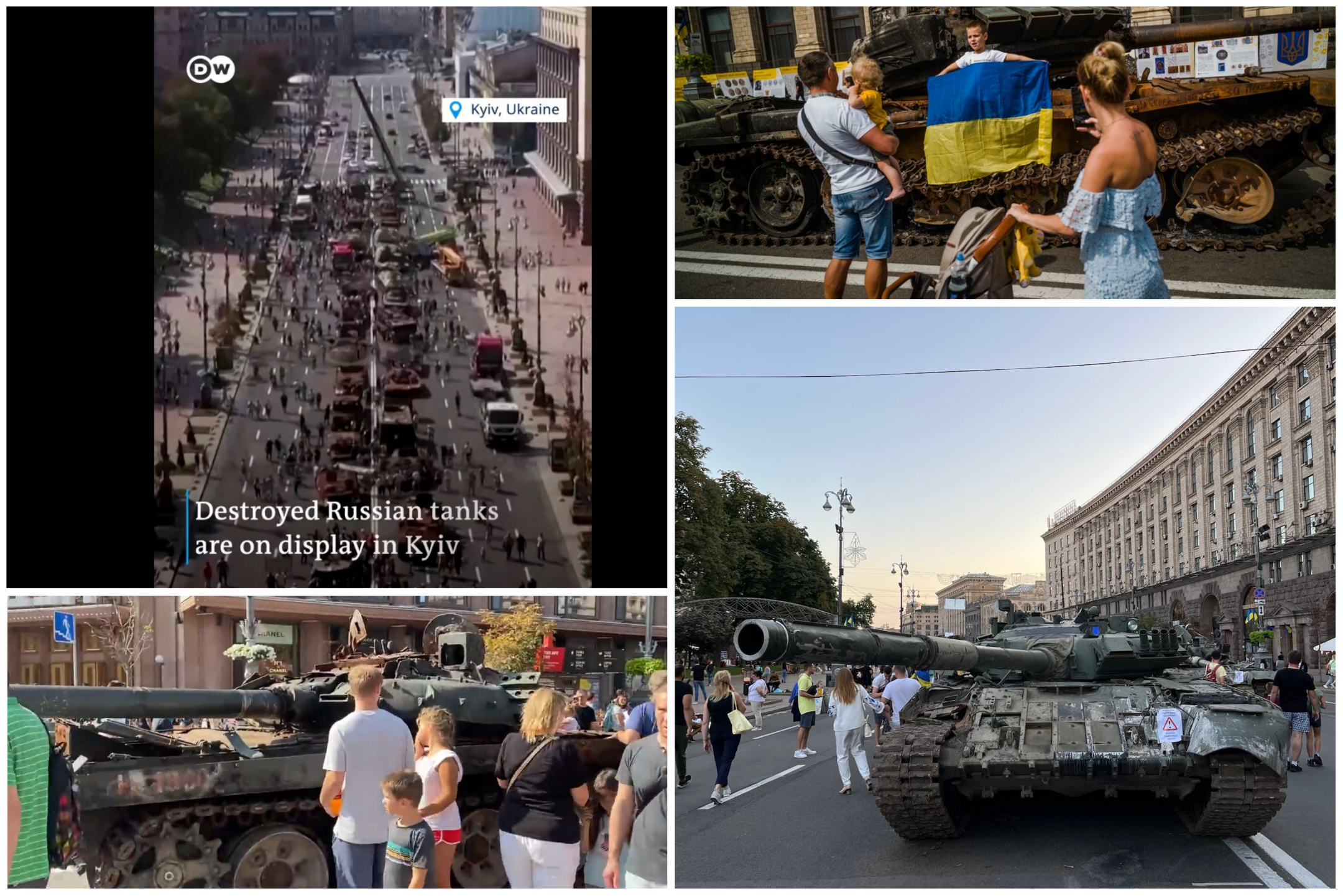 VIDEO. 6 luni de la începerea „războiului de 3 zile” al lui Putin: tancurile rusești defilează, în sfârșit, în centrul Kievului – e o paradă a tehnicii de luptă distruse de ucraineni