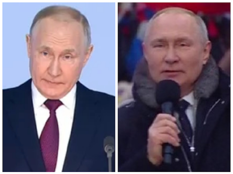 Dilema de pe stadion: a vorbit adevăratul Putin, „Dublura lui Putin” sau „Putin cel Vorbăreț”? 7 distincții între tiran și cele două sosii ale sale. „Cu o zi înainte a tușit tot timpul; apoi a zburat pe scenă, plin de energie”