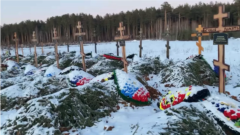 Cimitir secret lângă Ekaterinburg, unde sunt îngropați 67 de mercenari Wagner. Au fost lichidați în decembrie 2022 – ianuarie 2023