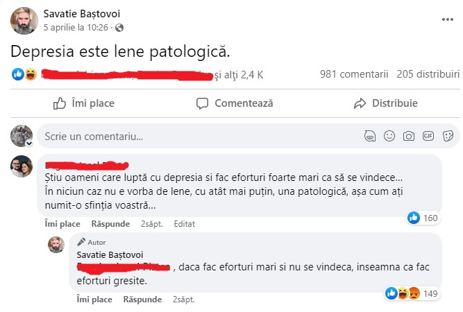 Ignoranța agresivă și toxică a unui popă. Pravoslavnicul Savatie Baștovoi: „Depresia e lene patologică“, iar cei bolnavi au „duhul trândăviei“