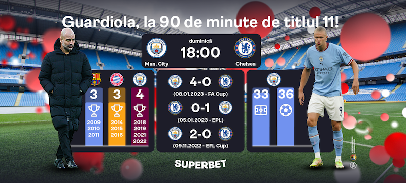 Manchester City – Chelsea: se tranșează matematic lupta pentru titlul din Premier League?