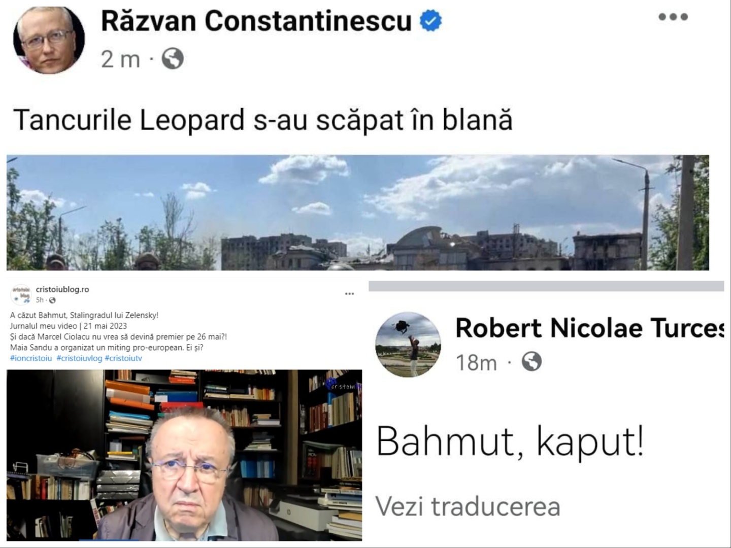 Căderea fortăreței Bahmut a declanșat o isterie bizară în rândurile rusofililor din România. Turcescu: „Bahmut Kaput!”. E prima victorie a Rusiei din ultimele 10 luni