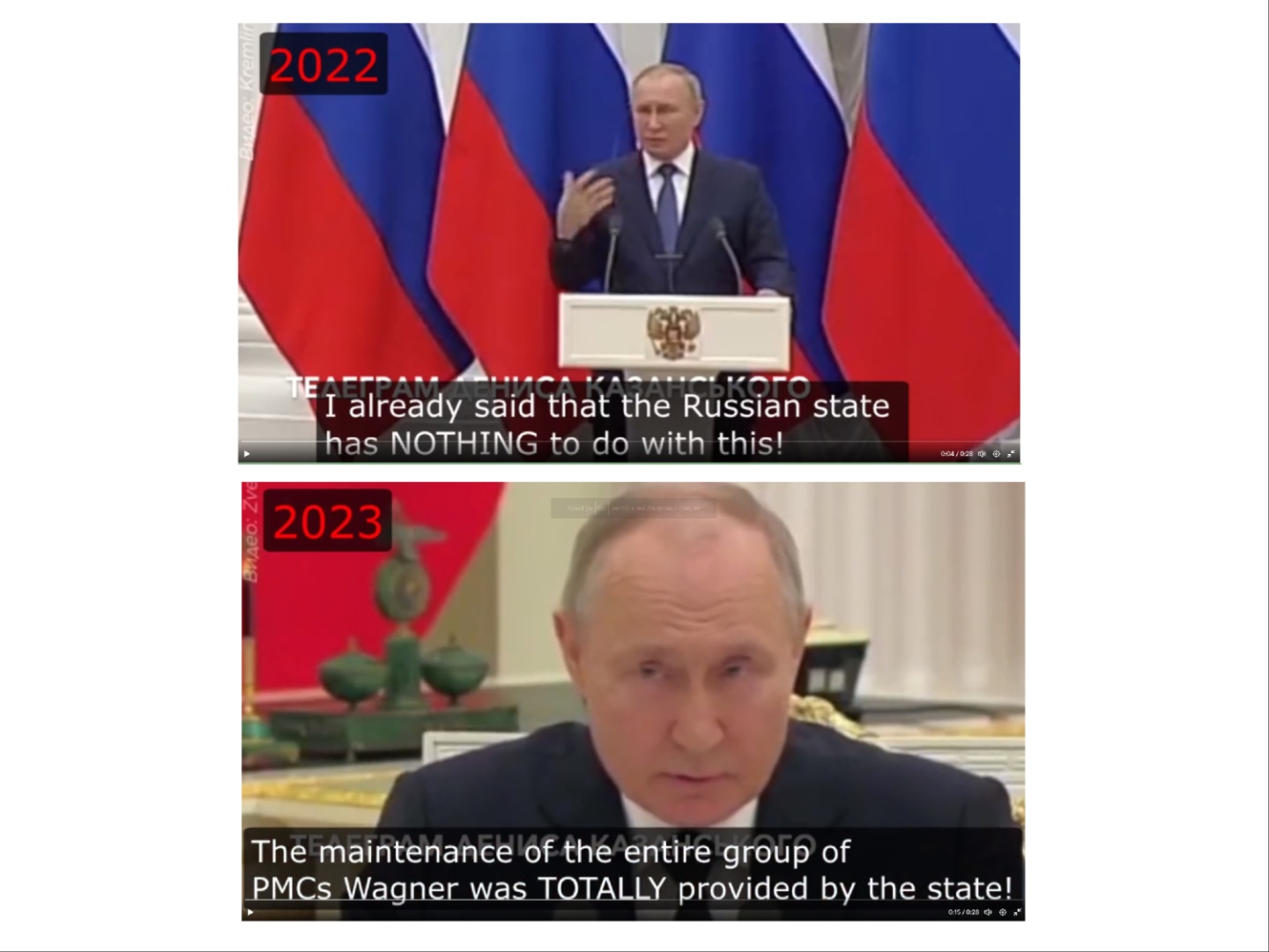 VIDEO. Putin: de la „Rusia nu are nimic de-a face cu Wagner” la „Wagner este finanțat în întregime de stat”. Mercenarii sunt responsabili de masacre în mai multe țări și declarați organizație criminală la nivel mondial