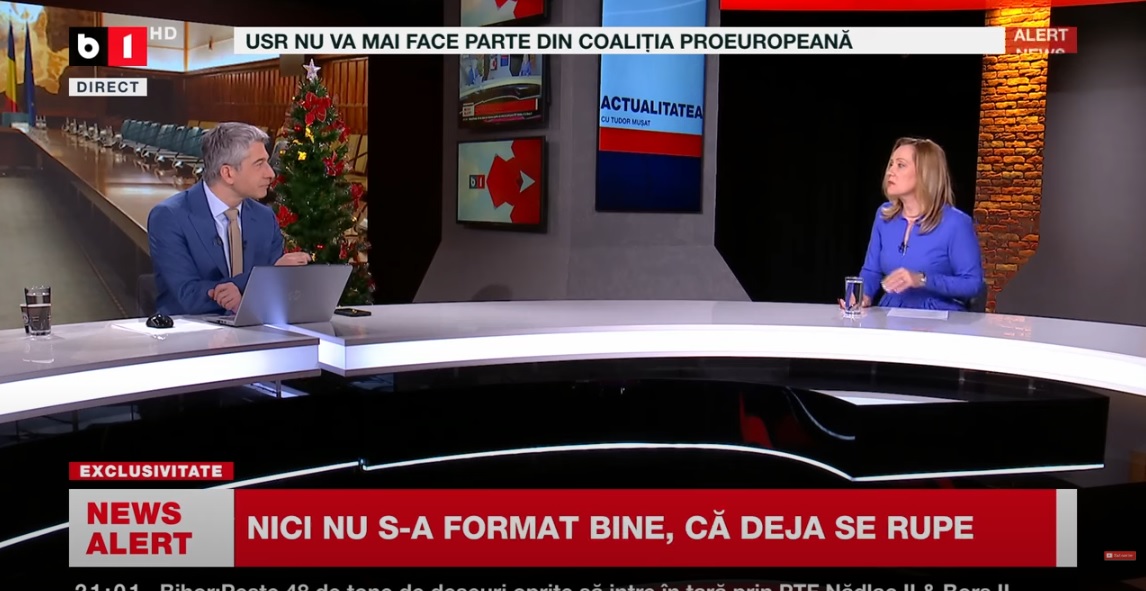 Sistemul se pregătește de alegeri: B1 TV, ultima televiziune de știri la care USR nu era interzis, schimbă direcția. Sunt temeri că postul va vira spre „suveranism”, copiind stilul România TV – Realitatea Plus