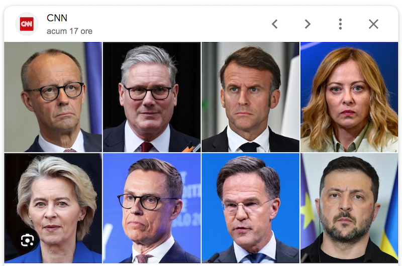 Cei 7 lideri europeni care merg să-l susțină pe Zelenski în bârlogul lui Trump. Trei germani la Casa Albă!